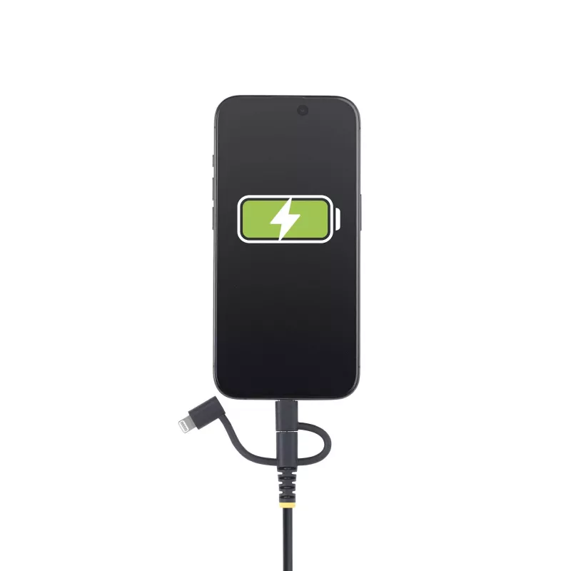 StarTech.com 1m odolný USB multi nabíjací kábel, USB na Lightning/Micro-USB/Type-C, Apple MFi certifikovaný, aramidový plášť, univerzálny 3-in-1 USB nabíjací kábel pre iPhone/iPad/Android