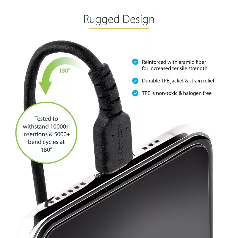 StarTech.com 1m (3ft) USB na Lightning kábel, MFi certifikovaný, špirálový nabíjací kábel pre iPhone, čierny, odolný TPE plášť aramidové vlákno, robustný špirálový kábel Lightning