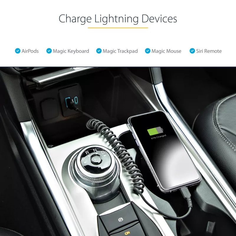 StarTech.com 1m (3ft) USB na Lightning kábel, MFi certifikovaný, špirálový nabíjací kábel pre iPhone, čierny, odolný TPE plášť aramidové vlákno, robustný špirálový kábel Lightning