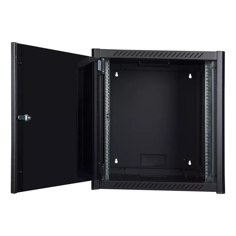 Nástenný rack LOGON RWM12U45BL 12U čierny kľúčový zámok manažment káblov