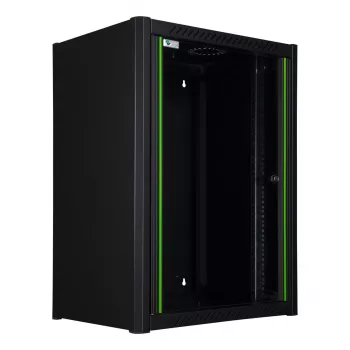 Nástenný rack LOGON RWM16U45BL 16U čierny kľúčový zámok manažment káblov