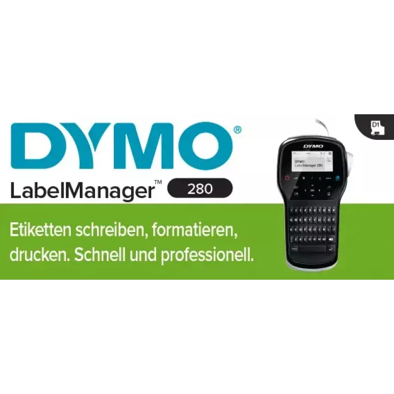 Tlačiareň etikiet Dymo LabelManager 280 — termotransfer, páska D1 6/9/12 mm, nabíjateľná, LCD, QWERTY