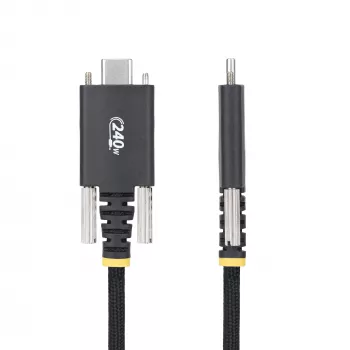 StarTech.com 2 m USB-C nabíjací kábel, bočné skrutkové zaistenie, 240 W (5 A) PD EPR, dvojvrstvový silikónový/opletený plášť, USB 2.0 kábel na nabíjanie notebooku, USB-IF certifikovaný, robustný USB-C nabíjací kábel