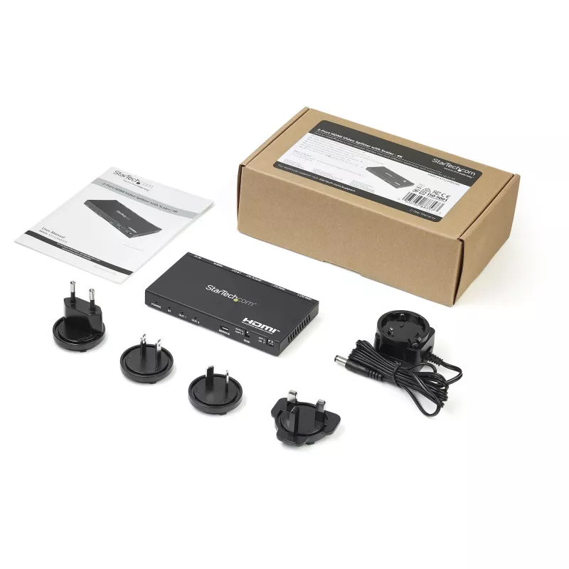 StarTech.com ST122HD20S 2-portový rozdeľovač HDMI (1x2), 4K 60Hz, HDMI 2.0, so škálovačom, HDCP 2.2, emulácia EDID, priestorový zvuk 7.1