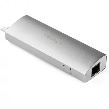 StarTech.com 3-portový prenosný USB 3.0 hub s Gigabit Ethernet - integrovaný kábel~3-portový prenosný USB 3.0 hub s Gigabit Ethernet - 5 Gbit/s - integrovaný kábel