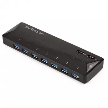 StarTech.com 7-portový USB 3.0 hub plus vyhradené nabíjacie porty - 2 x 2.4A porty~7-portový USB 3.0 hub (5Gbps) plus vyhradené nabíjacie porty - 2 x 2.4A porty