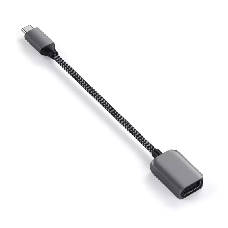 USB kábel Satechi ST-UCATCM USB-C na USB-A, USB 3.2 Gen 1 (5 Gbit/s), sivý
