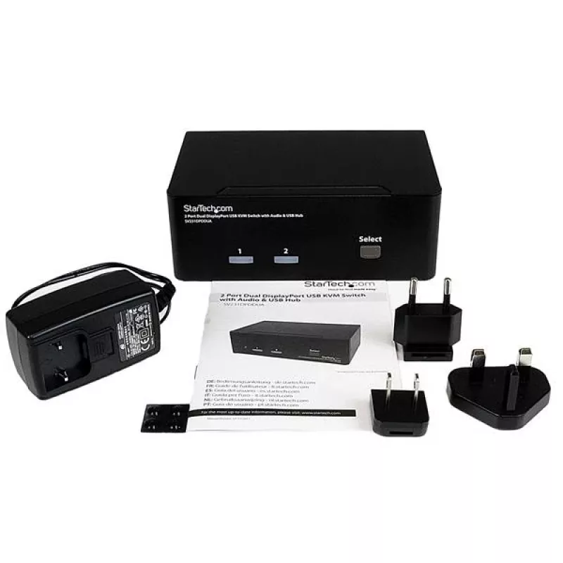 StarTech.com 2-portový Dual DisplayPort USB KVM prepínač s audio a USB 2.0 hubom
