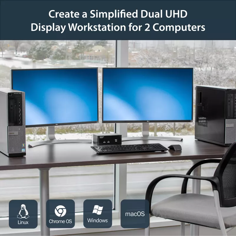 StarTech.com 2-portový DisplayPort Dual-Monitor KVM prepínač – 4K 60Hz