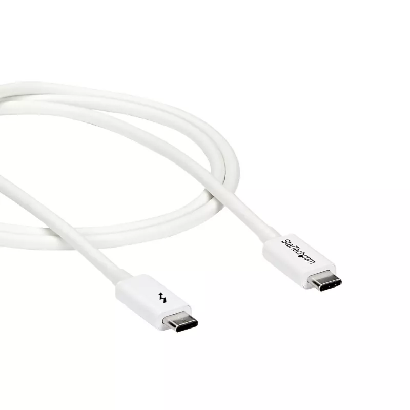 StarTech.com Thunderbolt 3 kábel – 20 Gbit/s – 1 m – biely – kompatibilný s Thunderbolt, USB a DisplayPort