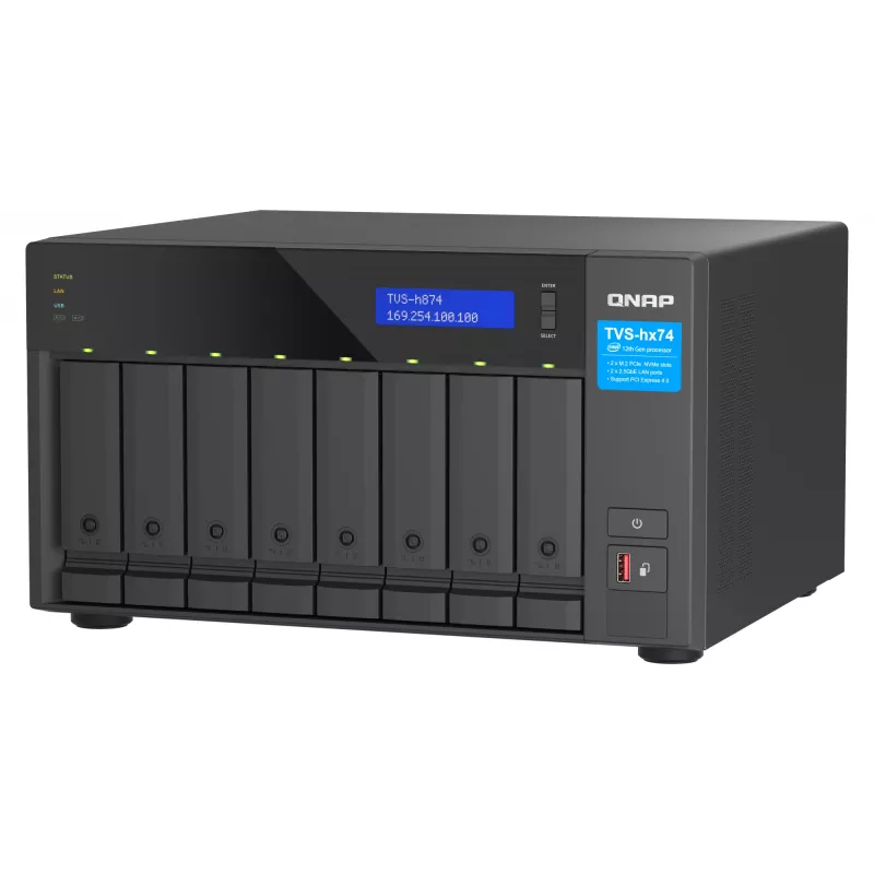 QNAP TVS-h874 NAS Tower Intel® Core™ i7 32 GB DDR4 0 TB QuTS hero Black