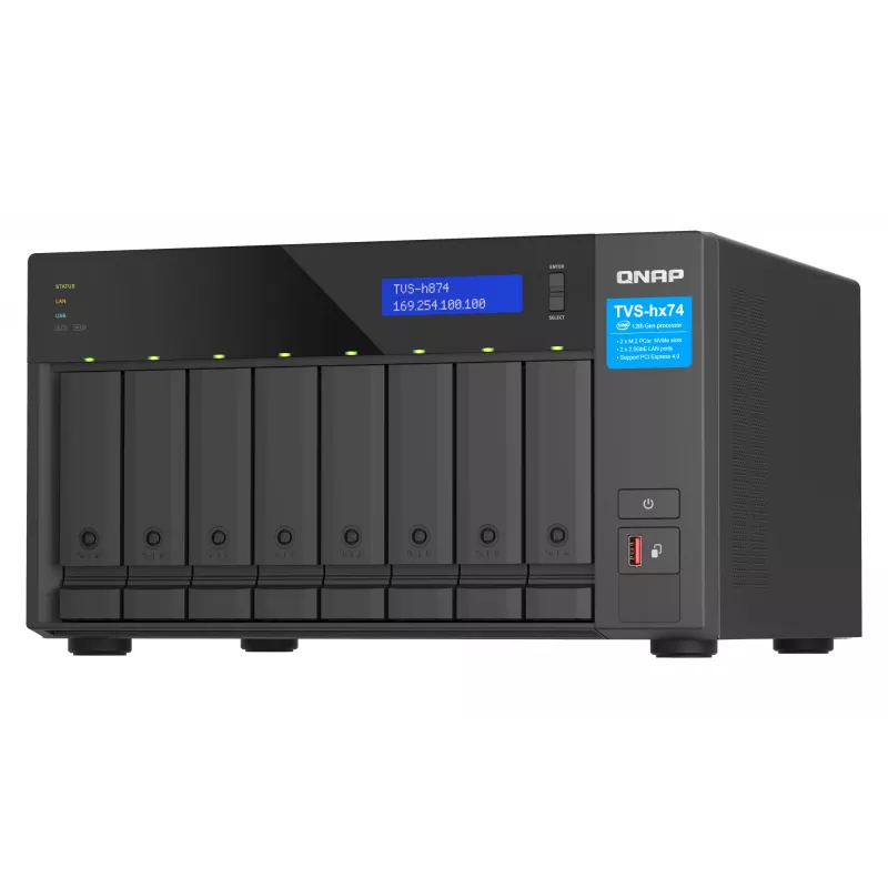QNAP TVS-h874 NAS Tower Intel® Core™ i7 32 GB DDR4 0 TB QuTS hero Black