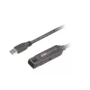 ATEN UE3315A aktívny predlžovací kábel USB 3.2 Gen 1, USB-A (samec) na USB-A (samica) so zámkom, 15 m, čierny