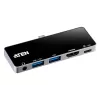 ATEN USB-C cestovný dock s prechodom napájania, univerzálny, USB Type-C, čierna, strieborná