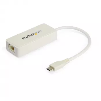 StarTech.com USB-C na Gigabit Ethernet adaptér s USB-A portom – biela 1 Gbit/s NIC USB 3.0/USB 3.1 Type-C sieťový adaptér – 1GbE USB-C RJ45/LAN TB3 kompatibilný Windows MacBook Pro Chromebook