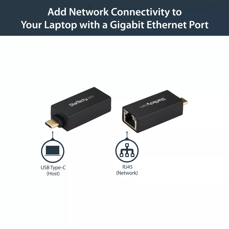StarTech.com USB C na Gigabit Ethernet adaptér – 1 Gbit/s NIC USB 3.0/USB 3.1 typ C sieťový adaptér – 1GbE USB-C na RJ45/LAN port Thunderbolt 3 kompatibilný Windows MacBook Pro Chromebook