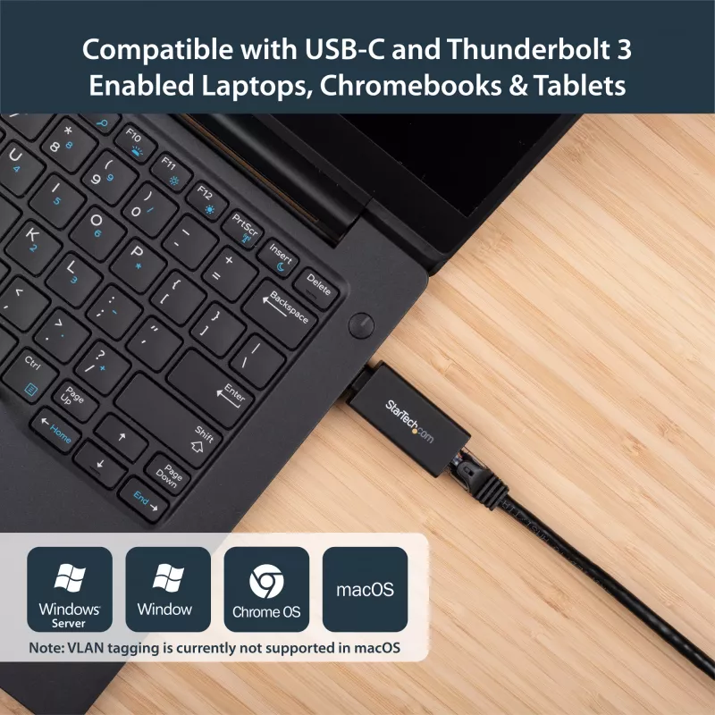 StarTech.com USB C na Gigabit Ethernet adaptér – 1 Gbit/s NIC USB 3.0/USB 3.1 typ C sieťový adaptér – 1GbE USB-C na RJ45/LAN port Thunderbolt 3 kompatibilný Windows MacBook Pro Chromebook