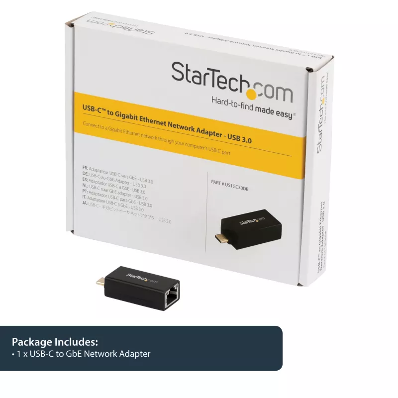StarTech.com USB C na Gigabit Ethernet adaptér – 1 Gbit/s NIC USB 3.0/USB 3.1 typ C sieťový adaptér – 1GbE USB-C na RJ45/LAN port Thunderbolt 3 kompatibilný Windows MacBook Pro Chromebook