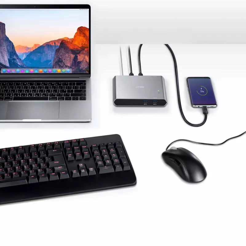 ATEN 2-portový USB-C Gen 1 dokovací prepínač