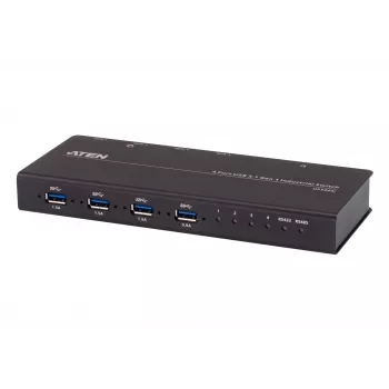 ATEN 4-portový USB 3.1 Gen1 priemyselný prepínač, 5 Gbit/s, čierna, kov, 0 - 50 °C, -20 - 60 °C, 0 - 80%