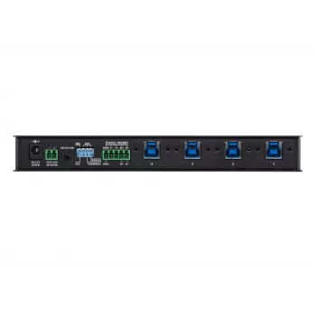 ATEN 4-portový USB 3.1 Gen1 priemyselný prepínač, 5 Gbit/s, čierna, kov, 0 - 50 °C, -20 - 60 °C, 0 - 80%