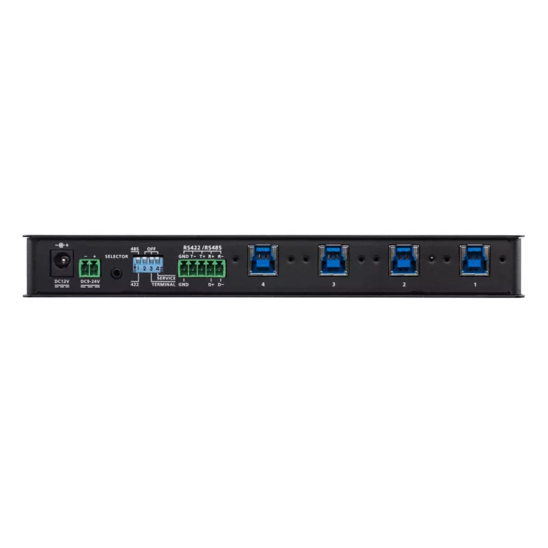 ATEN 4-portový USB 3.1 Gen1 priemyselný prepínač, 5 Gbit/s, čierna, kov, 0 - 50 °C, -20 - 60 °C, 0 - 80%