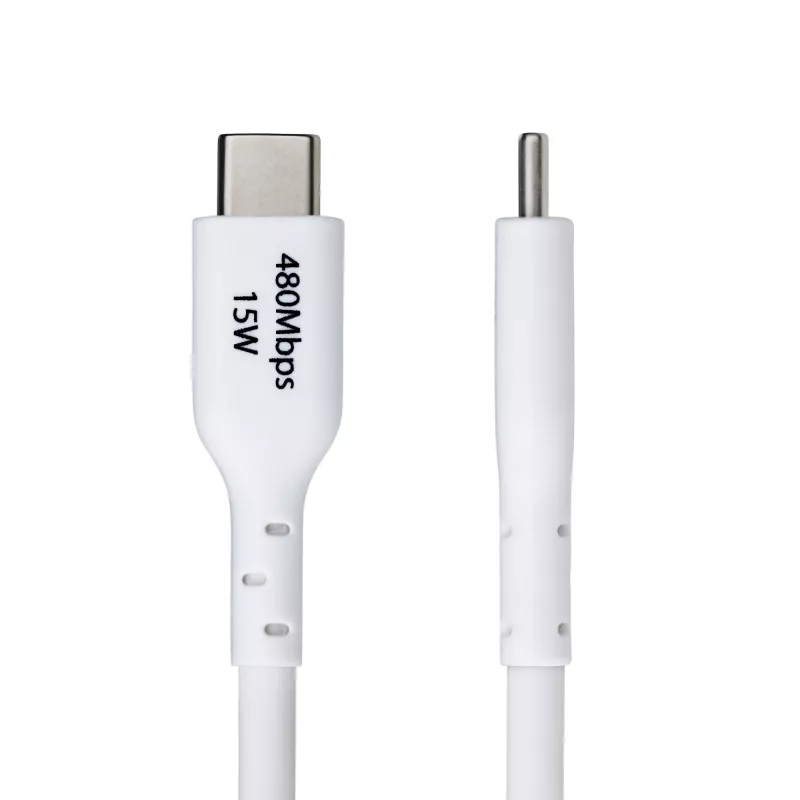 StarTech.com 3m (9.8ft) USB-A na USB-C nabíjací kábel, nabíjanie a synchronizácia, 3A, USB 2.0, TPE plášť – biely USB nabíjací kábel