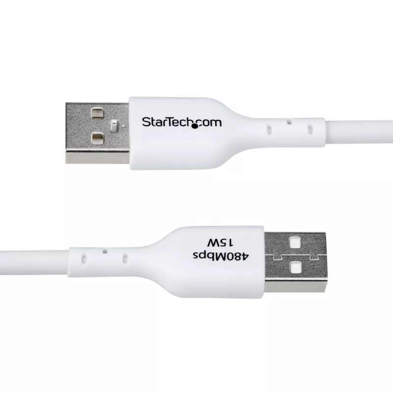 StarTech.com 3m (9.8ft) USB-A na USB-C nabíjací kábel, nabíjanie a synchronizácia, 3A, USB 2.0, TPE plášť – biely USB nabíjací kábel