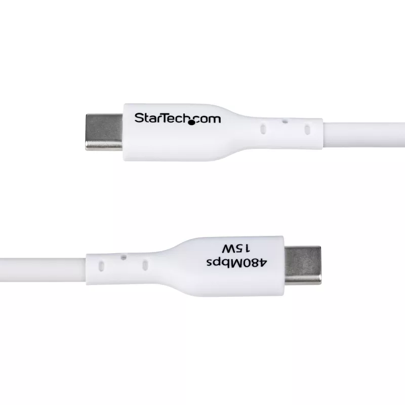 StarTech.com 3m (9.8ft) USB-A na USB-C nabíjací kábel, nabíjanie a synchronizácia, 3A, USB 2.0, TPE plášť – biely USB nabíjací kábel