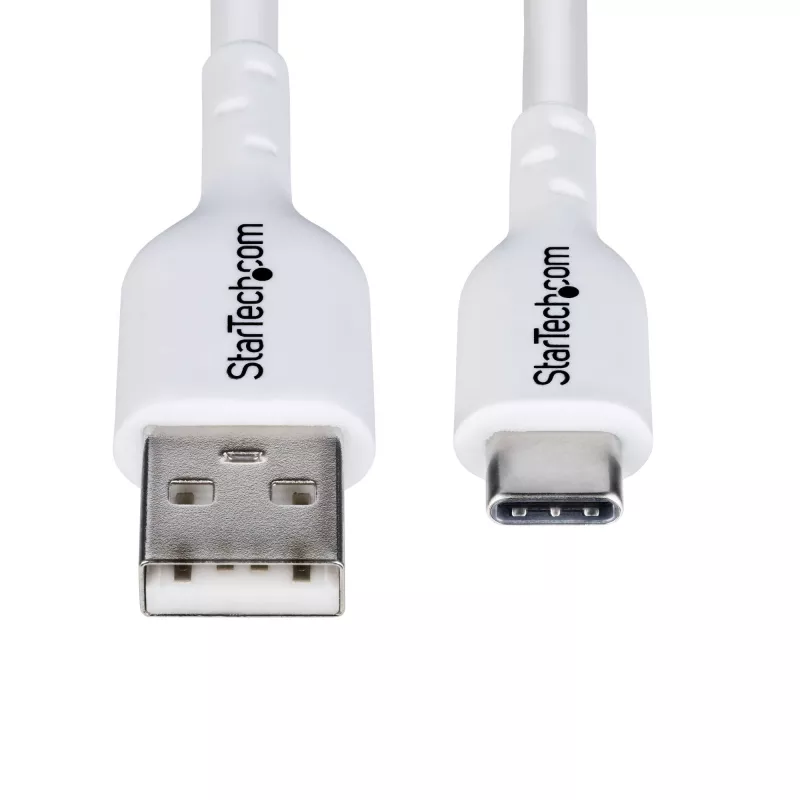 StarTech.com 3m (9.8ft) USB-A na USB-C nabíjací kábel, nabíjanie a synchronizácia, 3A, USB 2.0, TPE plášť – biely USB nabíjací kábel