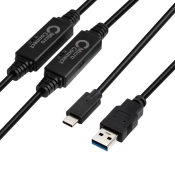 Microconnect USB3.1CA10AMP USB kábel USB 3.2 Gen 1 (3.1 Gen 1) 10 m USB C USB A čierny