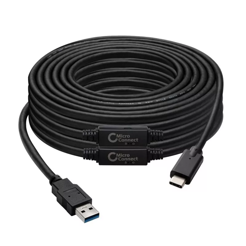 Microconnect USB3.1CA10AMP USB kábel USB 3.2 Gen 1 (3.1 Gen 1) 10 m USB C USB A čierny
