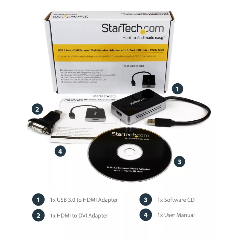StarTech.com USB 3.0 na HDMI adaptér s 1x USB, USB na HDMI konvertor monitora pre Windows (bez podpory pre macOS/ChromeOS/Linux) - TAA