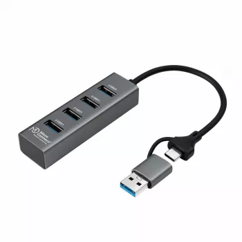 Microconnect USBHUB4-2IN1 rozbočovač rozhraní USB 3.2 Gen 1 (3.1 Gen 1) Type-A 5000 Mbit/s čierna