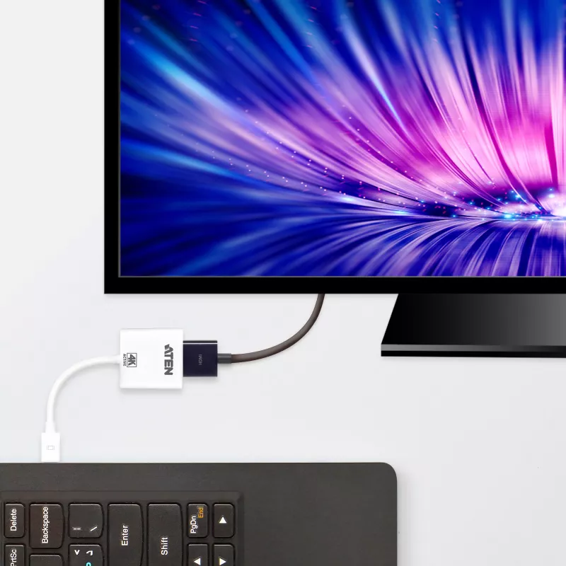 ATEN 4K aktívny mini DisplayPort na HDMI konvertor, 3D, až 3840 x 2160 @30Hz