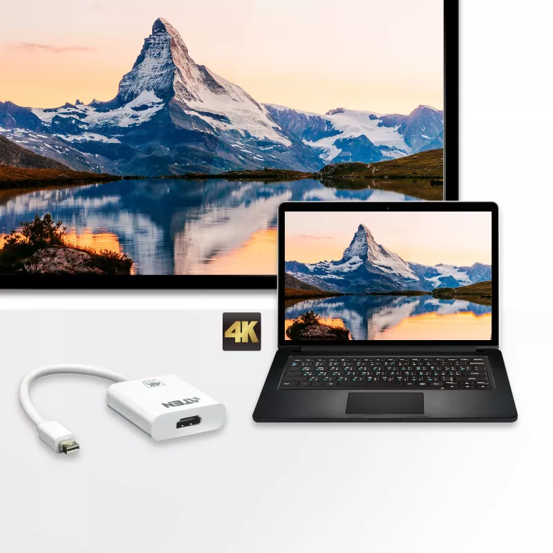 ATEN 4K aktívny mini DisplayPort na HDMI konvertor, 3D, až 3840 x 2160 @30Hz