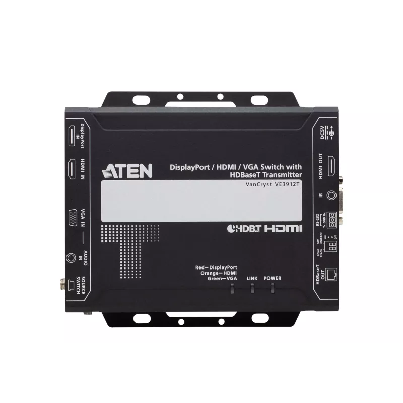 ATEN DisplayPort/HDMI/VGA prepínač s HDBaseT vysielačom