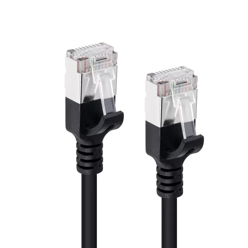 Microconnect V-FTP6A005S-schlank sieťový kábel čierny 0,5 m Cat6a U/FTP (STP)