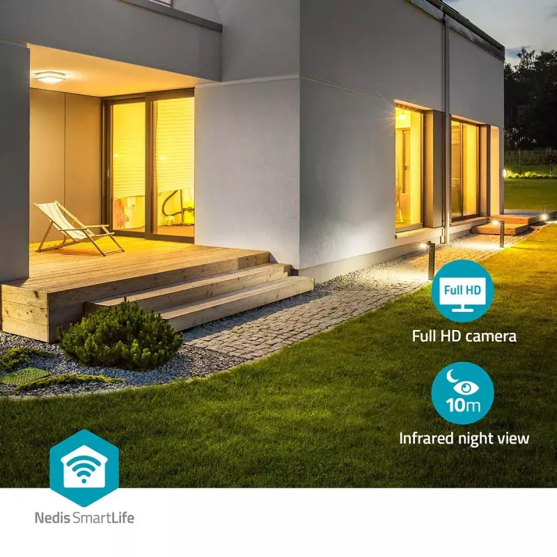 IP bezpečnostná kamera Nedis WIFICOL20BK Outdoor 1920x1080 bezdrôtová čierna