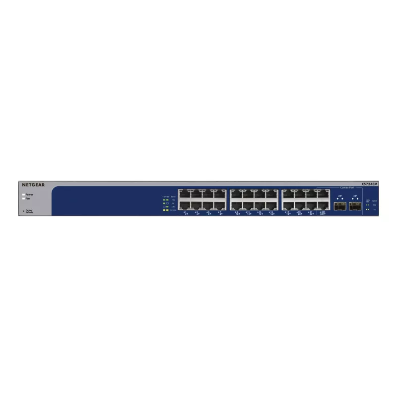 NETGEAR XS724EM Managed L2 10G Ethernet (100/1000/10000) 1U modrá, sivá