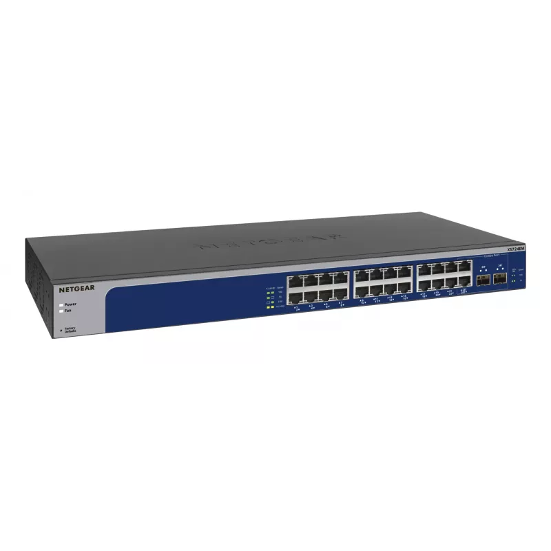 NETGEAR XS724EM Managed L2 10G Ethernet (100/1000/10000) 1U modrá, sivá