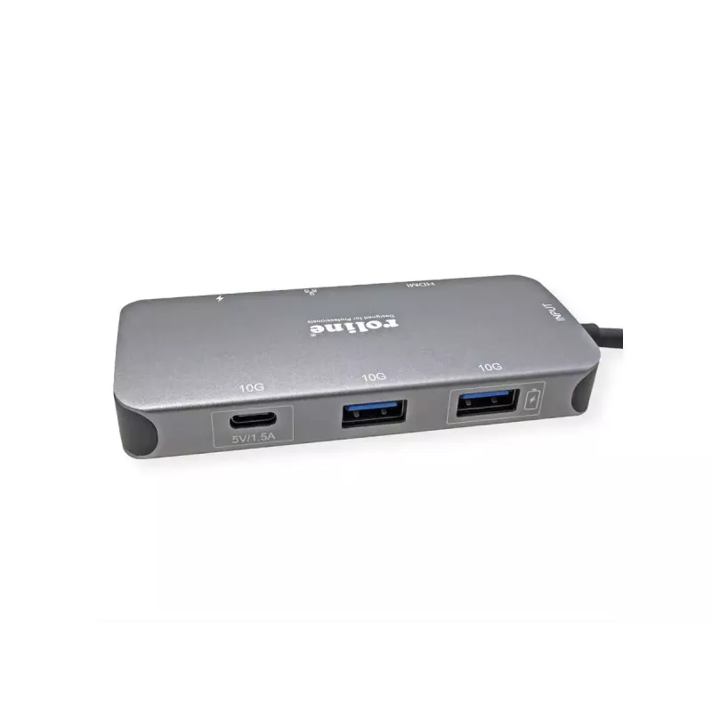ROLINE USB Type-C hub 12.02.1121 HDMI RJ-45 USB 3.2 Gen 2 sivý