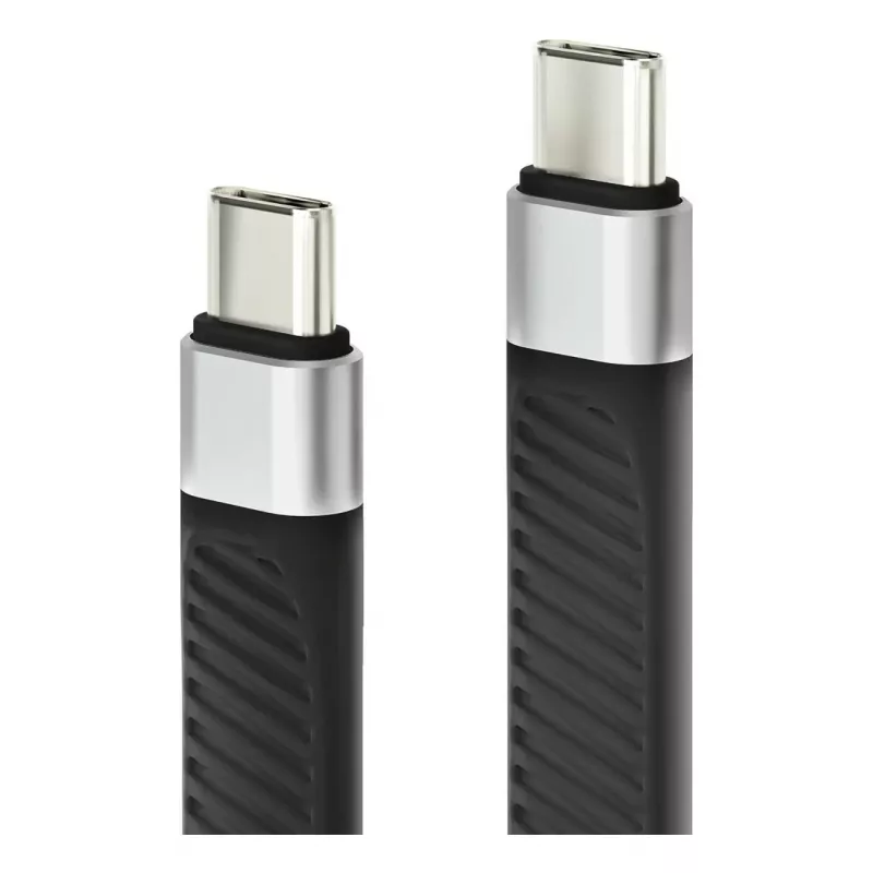 Techly ICOC-USBC-FL-U4 USB4 Gen3 USB-C na USB-C flexibilný plochý kábel, 0,124 m