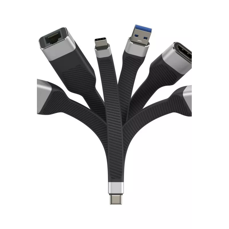 Techly ICOC-USBC-FL-U4 USB4 Gen3 USB-C na USB-C flexibilný plochý kábel, 0,124 m
