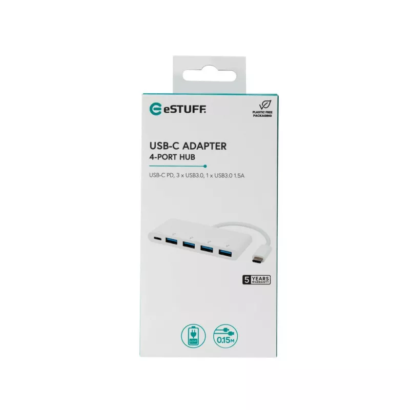 eSTUFF ES623007WH rozbočovač USB 3.2 Gen 1 (3.1 Gen 1) Type-C 5000 Mbit/s biely