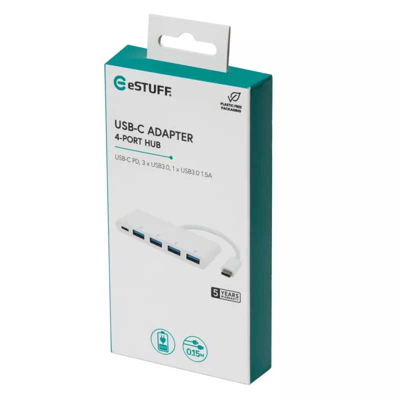 eSTUFF ES623007WH rozbočovač USB 3.2 Gen 1 (3.1 Gen 1) Type-C 5000 Mbit/s biely