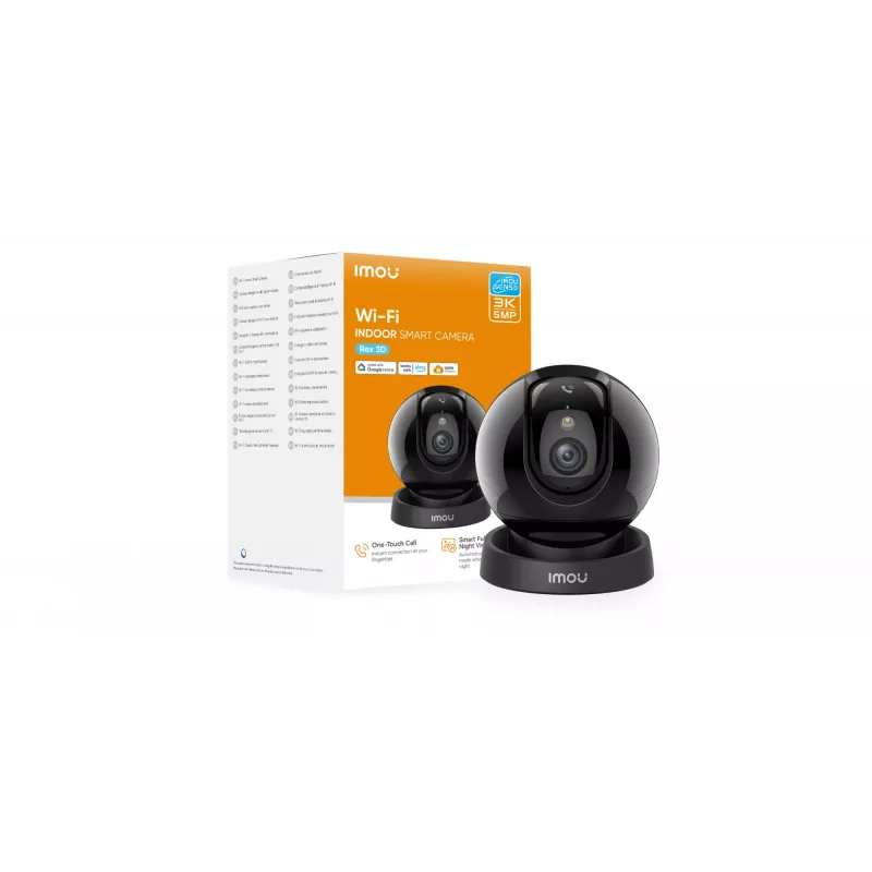 Imou Rex 3D 5MP-R1 H.265 Wi-Fi P&T kamera, IP bezpečnostná kamera, interiér, káblová & bezdrôtová, Amazon Alexa & Google Assistant, strop/stena/stôl, čierna