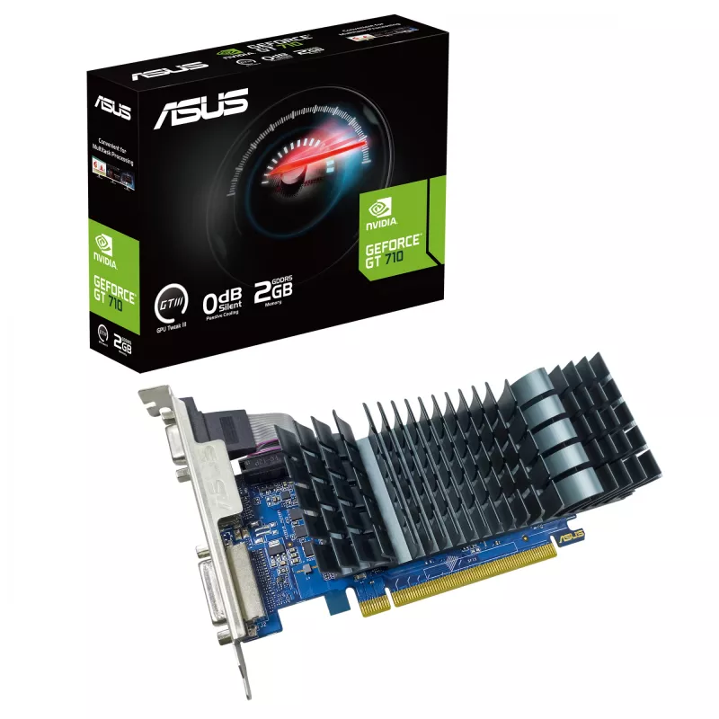 Grafická karta ASUS GeForce GT 710 — 2 GB GDDR5, 64-bit, PCIe 2.0, pasívne chladenie