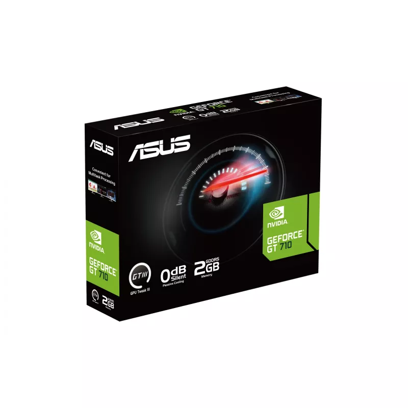 Grafická karta ASUS GeForce GT 710 — 2 GB GDDR5, 64-bit, PCIe 2.0, pasívne chladenie