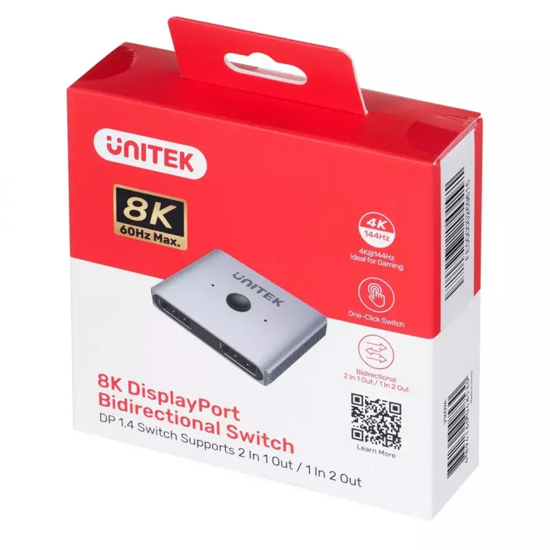 Unitek obojsmerný prepínač DP 1.4 8K 2-in-1 (MPN V1609A)